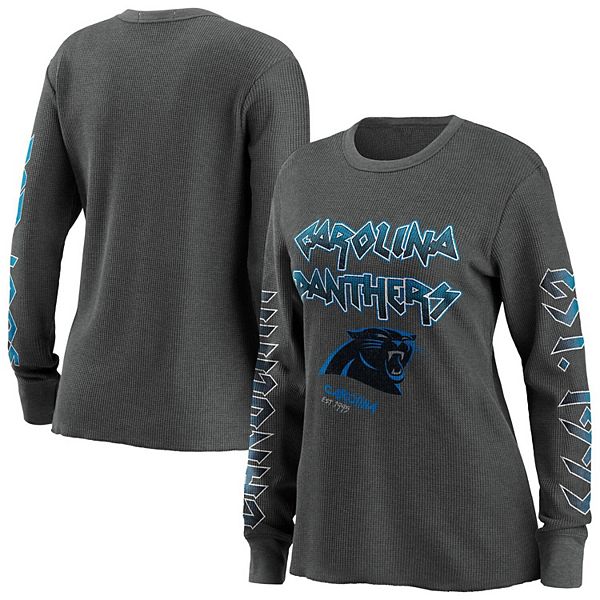 Women's WEAR by Erin Andrews Gray Carolina Panthers Long Sleeve Thermal T- Shirt