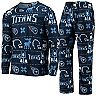 Men's FOCO Navy Tennessee Titans Wordmark Ugly Pajama Set