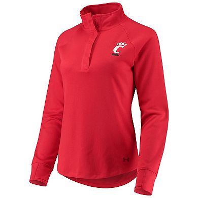 Women's Under Armour Red Cincinnati Bearcats Double Knit Raglan Quarter-Snap Jacket