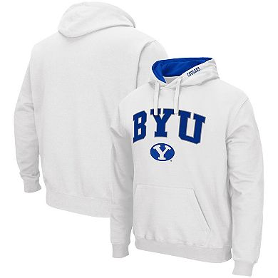 Men's Colosseum White BYU Cougars Arch & Logo 3.0 Pullover Hoodie