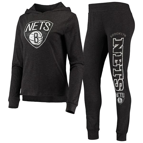Concepts Sport Women's Black Brooklyn Nets Hoodie & Pants Sleep
