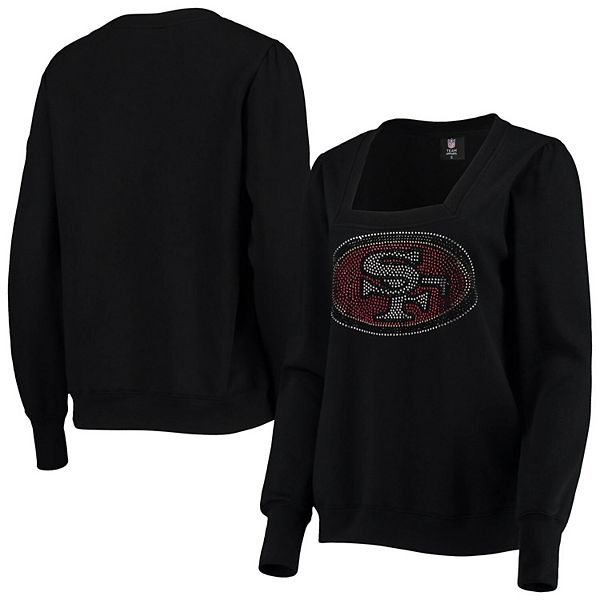 Women's Cuce Scarlet San Francisco 49ers Deep V-Neck Pullover Sweatshirt