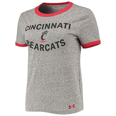 Women's Under Armour Heathered Gray Cincinnati Bearcats Siro Slub Tri-Blend Ringer T-Shirt