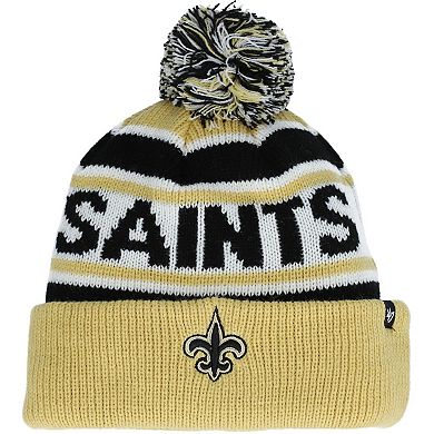 Youth '47 Black/Gold New Orleans Saints Hangtime Cuffed Knit Hat with Pom