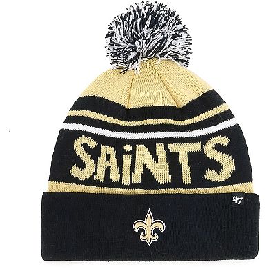 Youth '47 Gold/Black New Orleans Saints Playground Cuffed Knit Hat With Pom