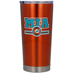 Rico Industries NFL Football Miami Dolphins 24oz Personalized Tumbler w/Hinged Lid - Team Colored Travel Tumbler - Keeps Drinks Cold or Hot