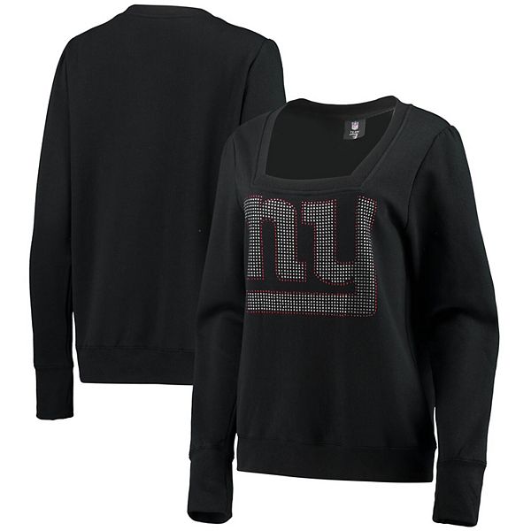 New York Giants Antigua Women's Parker V-Neck Pullover Sweatshirt - Black