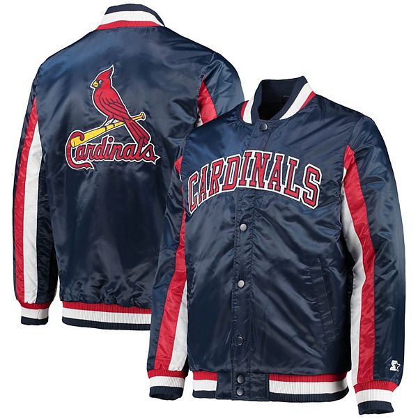 Bomber Navy Blue Satin St. Louis Cardinals Wordmark Jacket