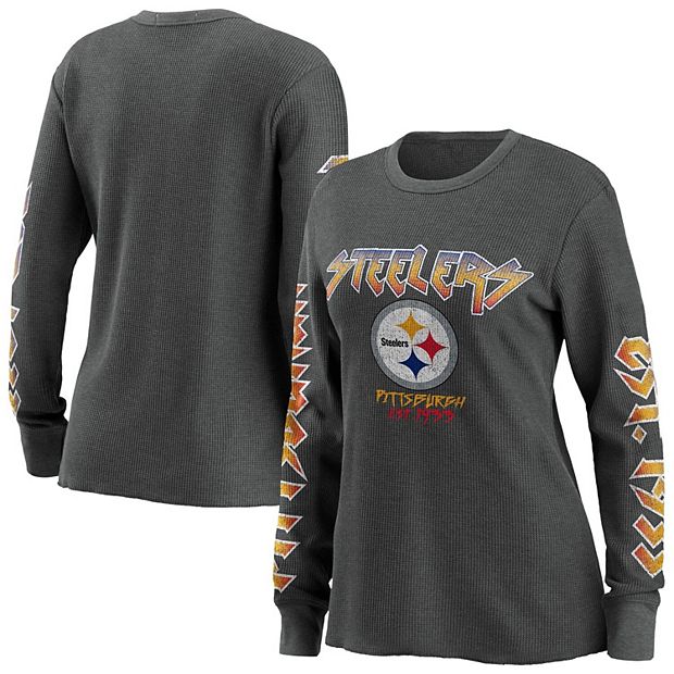 Women's WEAR by Erin Andrews Gray Pittsburgh Steelers Long Sleeve