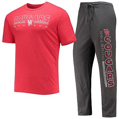 Men's Concepts Sport Heathered Charcoal/Red Houston Cougars Meter T-Shirt & Pants Sleep Set