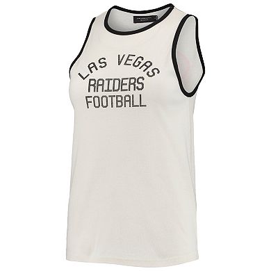 Women's Junk Food White/Black Las Vegas Raiders Throwback Pop Binding Scoop Neck Tank Top