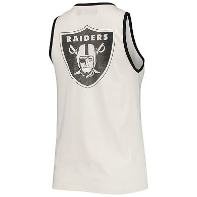 Women's Junk Food White/Black Las Vegas Raiders Throwback Pop Binding Scoop Neck Tank Top