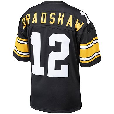 Men's Mitchell & Ness Terry Bradshaw Black Pittsburgh Steelers 1975 Authentic Throwback Retired Player Jersey