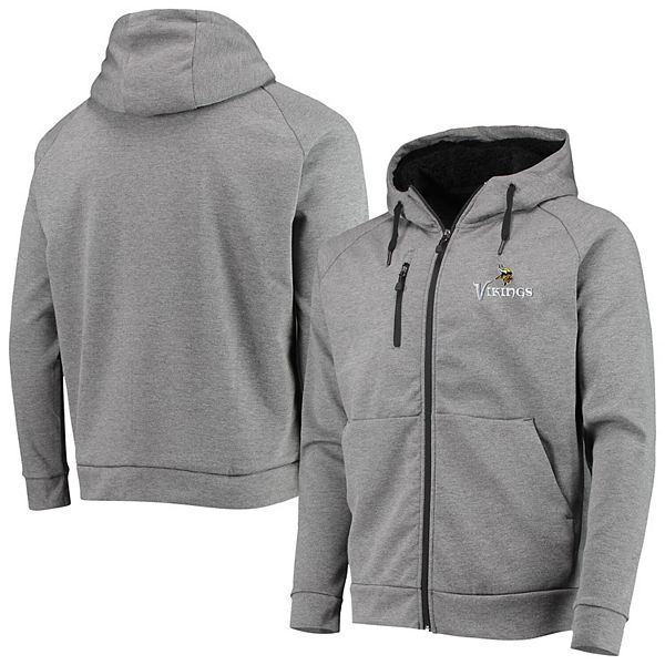 Starter Men's Heathered Charcoal Minnesota Vikings Primary Logo Full-Zip Hoodie - Heather Charcoal