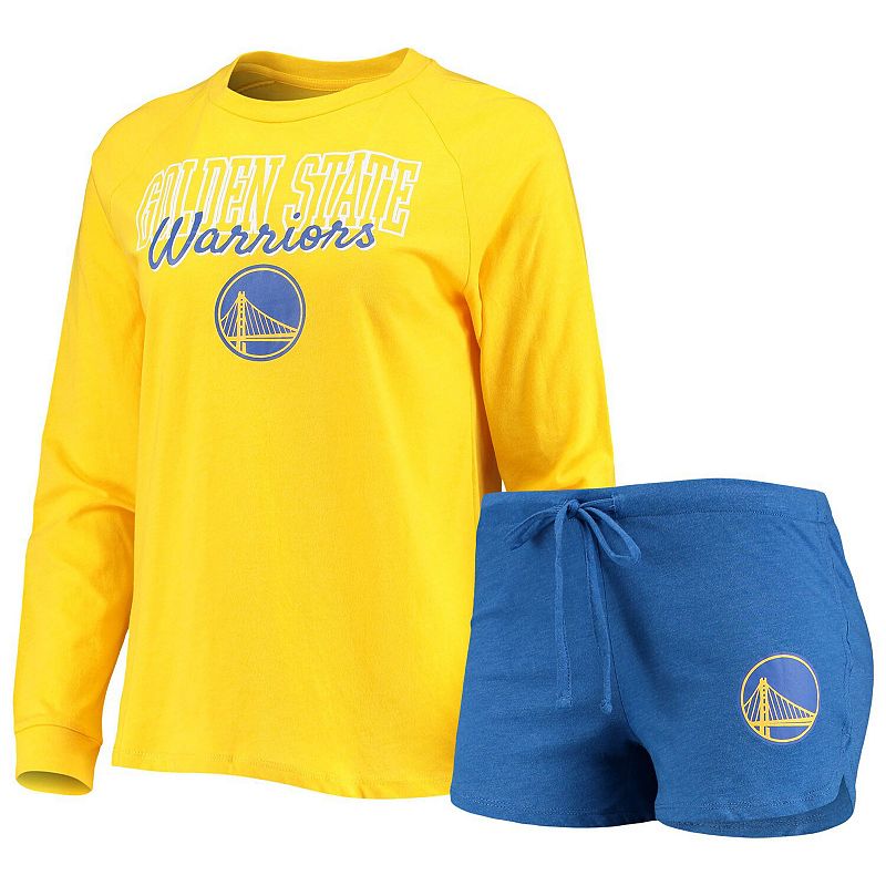 Womens Concepts Sport Heathered Royal/Heathered Gold Golden State Warriors