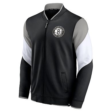 Men's Fanatics Branded Black/Gray Brooklyn Nets League Best Performance Full-Zip Jacket