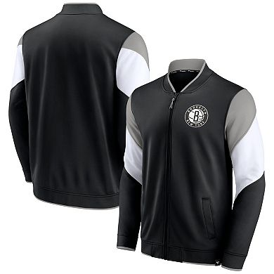 Men's Fanatics Branded Black/Gray Brooklyn Nets League Best Performance Full-Zip Jacket