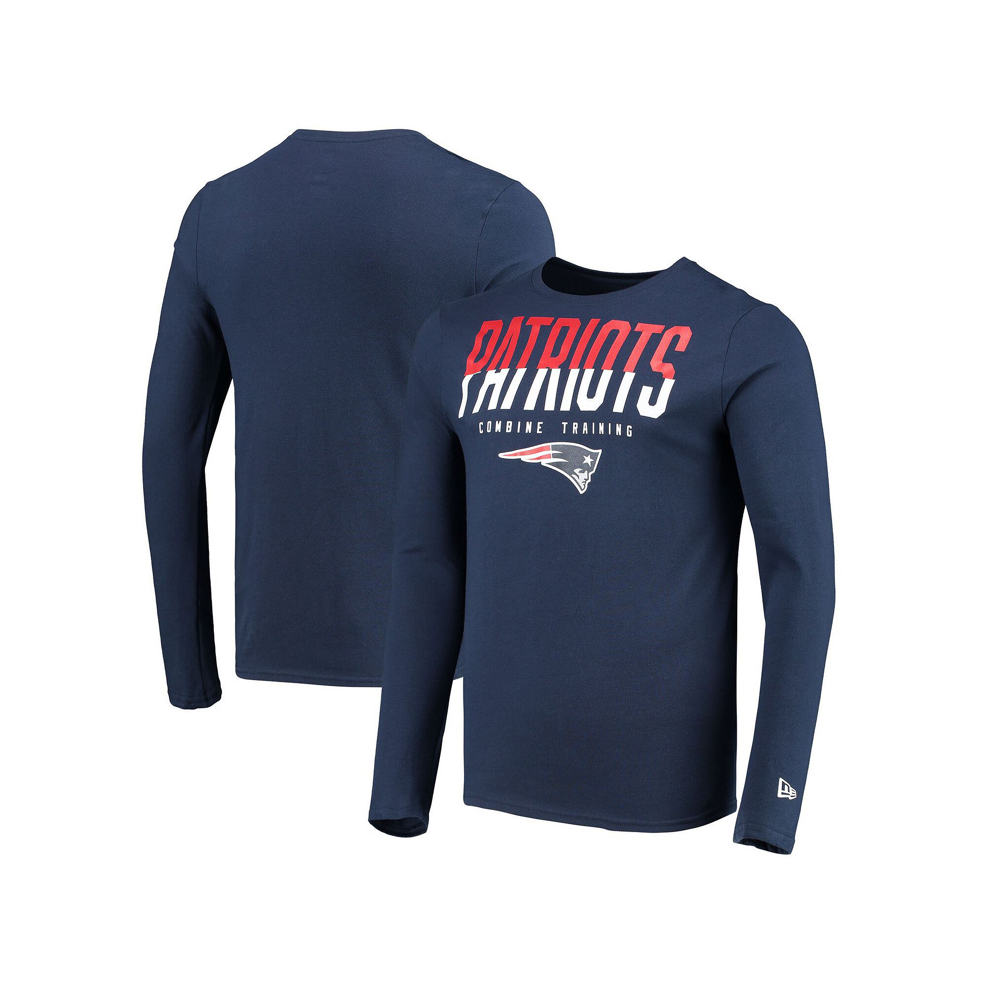 Mens New Era Navy New England Patriots Combine Authentic Split Line Long S