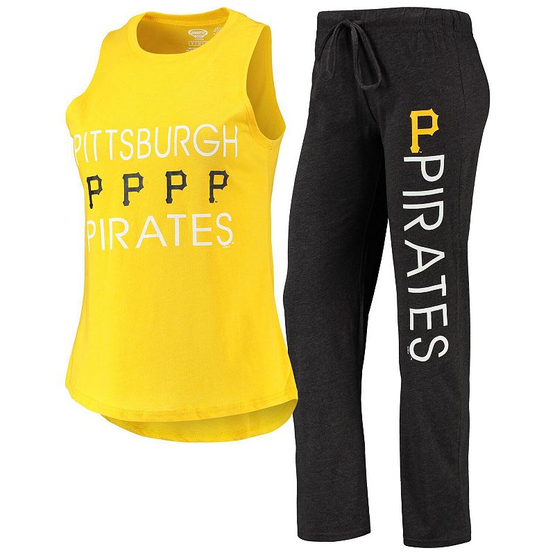 Womens Concepts Sport Black/Gold Pittsburgh Pirates Meter Muscle Tank Top 