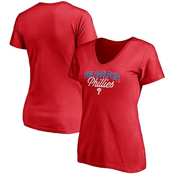 Women's Fanatics Branded Red Philadelphia Phillies Depth Chart VNeck T