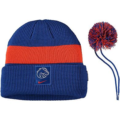 Men's Nike Royal Boise State Broncos Logo Sideline Cuffed Knit Hat with Pom