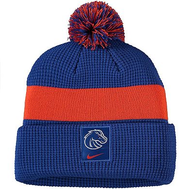 Men's Nike Royal Boise State Broncos Logo Sideline Cuffed Knit Hat with Pom