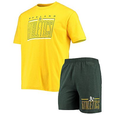 Men's Concepts Sport Green/Gold Oakland Athletics Meter T-Shirt and Shorts Sleep Set