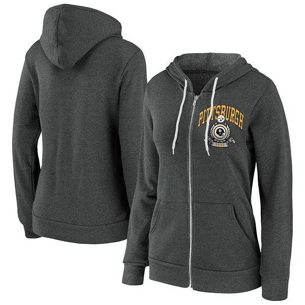 Steelers Women's Erin Andrews Lace Up Fleece Hoodie - L