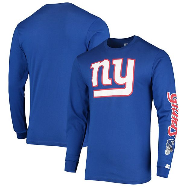 Men's New York Giants Starter Royal/White Halftime Long Sleeve T-Shirt