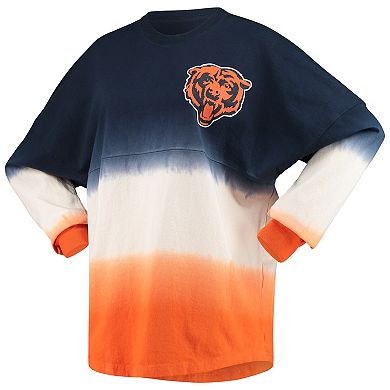 Women's Fanatics Branded Navy/White Chicago Bears Ombre Long Sleeve T-Shirt