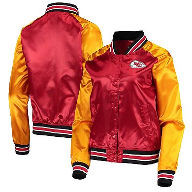 Women's Mitchell & Ness Red Kansas City Chiefs Team 2.0 Satin Raglan Full-Snap Jacket