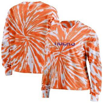 Women's WEAR by Erin Andrews Orange Clemson Tigers Tie-Dye Long Sleeve T-Shirt
