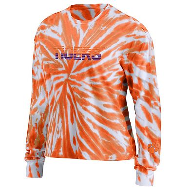 Women's WEAR by Erin Andrews Orange Clemson Tigers Tie-Dye Long Sleeve T-Shirt