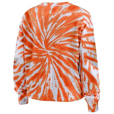Women's WEAR by Erin Andrews Orange Clemson Tigers Tie-Dye Long Sleeve T-Shirt