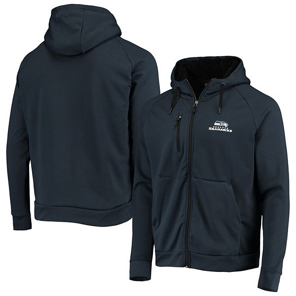 Men's Dunbrooke College Navy Seattle Seahawks Shag Tri-Blend Full-Zip ...