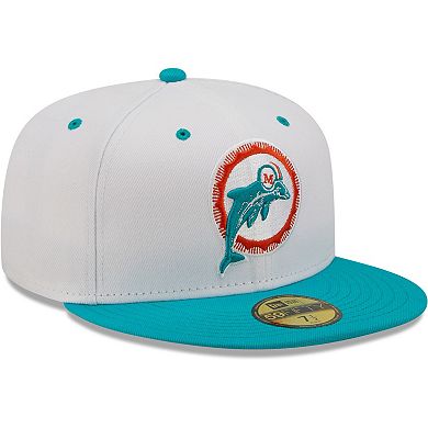 Men's New Era  White/Aqua Miami Dolphins Flipside 2Tone 59FIFTY Fitted Hat