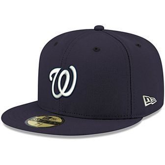 Men's New Era Navy Washington Nationals Logo White 59FIFTY Fitted Hat