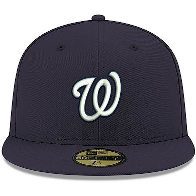 Men's New Era Navy Washington Nationals Logo White 59FIFTY Fitted Hat