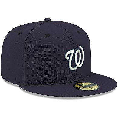 Men's New Era Navy Washington Nationals Logo White 59FIFTY Fitted Hat