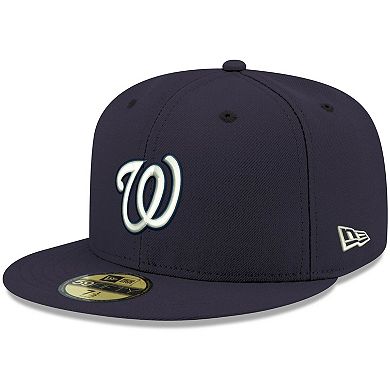 Men's New Era Navy Washington Nationals Logo White 59FIFTY Fitted Hat