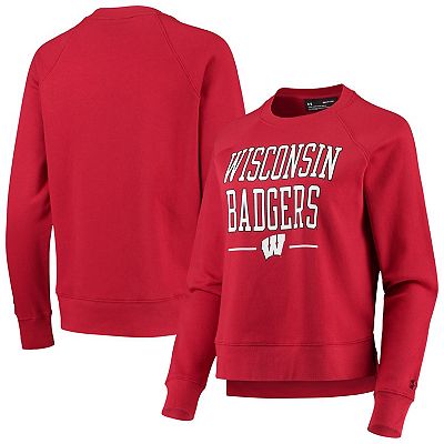 Women s Under Armour Red Wisconsin Badgers All Day Fleece Raglan Pullover Sweatshirt