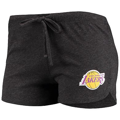 Women's Concepts Sport Heathered Black/Heathered Purple Los Angeles Lakers Raglan Long Sleeve T-Shirt & Shorts Sleep Set