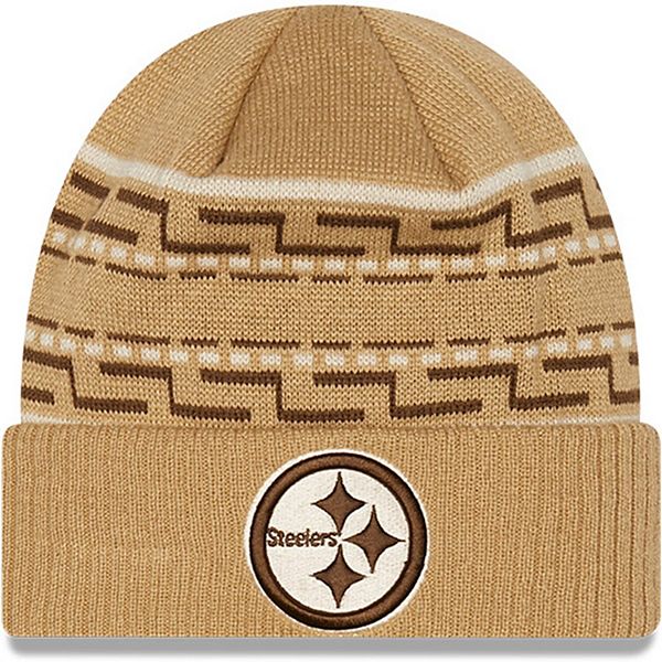 New Era Pittsburgh Steelers Yellow Dart Cuff Pom Tech Mens Knit Hat