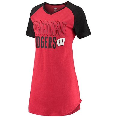 Women's Concepts Sport Red/Black Wisconsin Badgers Raglan V-Neck Nightshirt