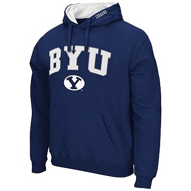 Men's Colosseum Navy BYU Cougars Arch & Logo 3.0 Pullover Hoodie