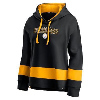 Women s Fanatics Branded Black Gold Pittsburgh Steelers Colors of Pride Colorblock Pullover Hoodie