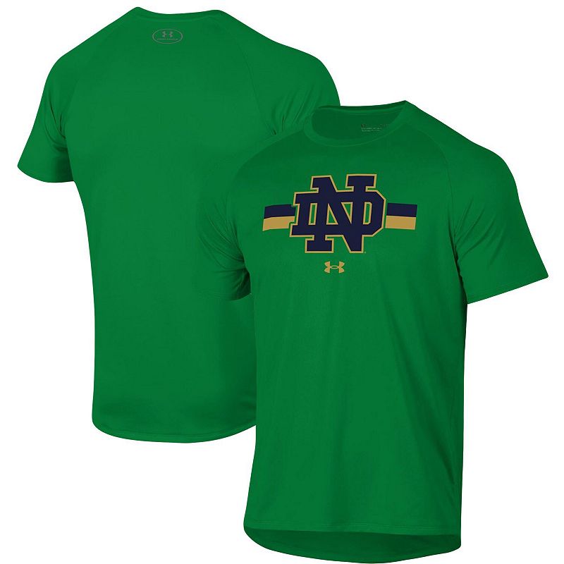 folder Kano Uhøfligt Men's Under Armour Green Notre Dame Fighting Irish Leprechaun Logo Stripe  Performance Raglan T-Shirt