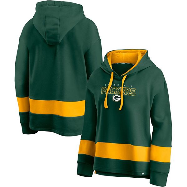 Women's Fanatics Branded Green/Gold Green Bay Packers Colors of Pride  Colorblock Pullover Hoodie