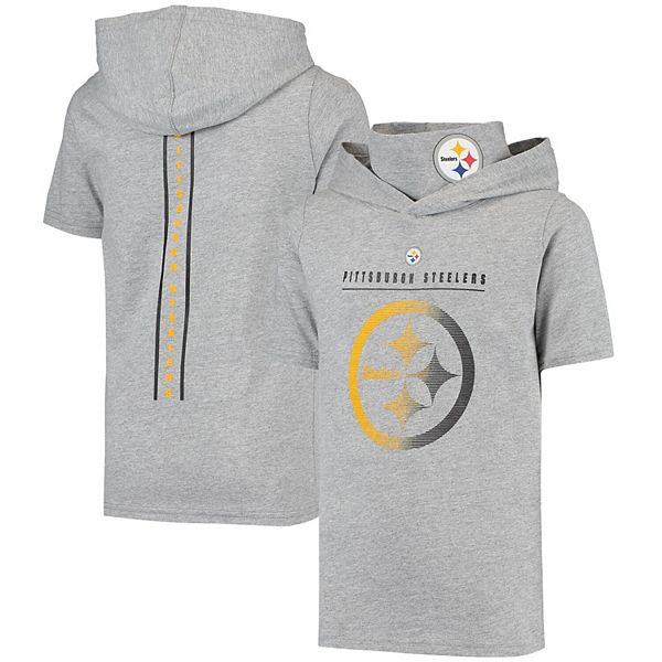 Youth Heathered Gray Pittsburgh Steelers On Guard Hoodie T-Shirt