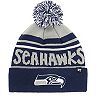 Youth '47 Gray/College Navy Seattle Seahawks Playground Cuffed Knit Hat With Pom
